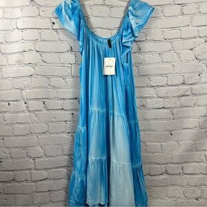 Raviya Women's Swim Tiered Swim Dress Cover-Up Ruffled Straps Tie Dye S NWT